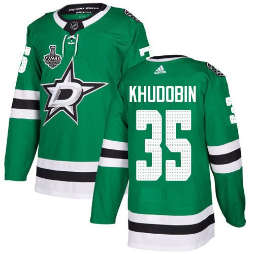 Adidas Men Dallas Stars 35 Anton Khudobin Green Home Authentic 2020 Stanley Cup Final Stitched NHL Jersey
